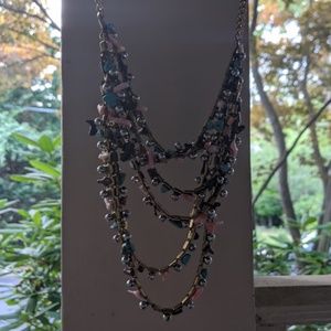 Gold Necklace with Rock-Shaped Beads